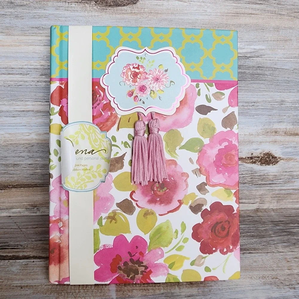 Dena Designs CR Gibson Floral Bound Personal Journal 244 Pages Pink Tassels NEW